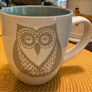 Luciano Owl mug. White with gray owl and blue interior. No chips.